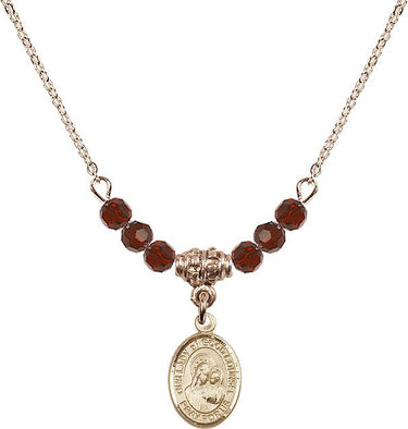 Our Lady of Good Counsel Birthstone Necklace | 1/2 inch