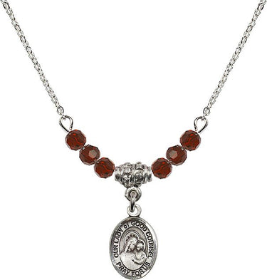 Our Lady of Good Counsel Birthstone Necklace | 1/2 inch