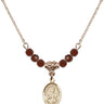 Our Lady of Lourdes Birthstone Necklace | 1/2 inch | 4mm Beads  Garnet 14kt Gold Filled