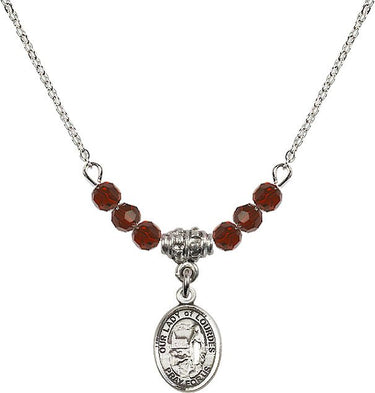Our Lady of Lourdes Birthstone Necklace | 1/2 inch | 4mm Beads
