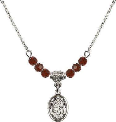 Our Lady of Mercy Birthstone Necklace | 1/2 inch | 4mm Beads