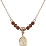 Saint Peter Nolasco Birthstone Necklace | 1/2 inch | 4mm Beads  Garnet 14kt Gold Filled