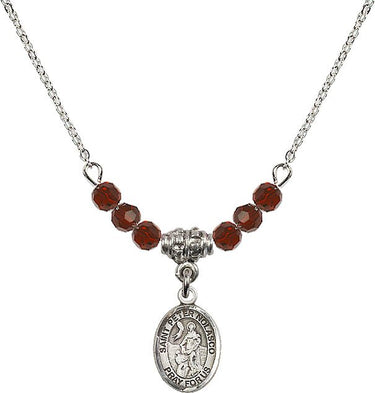 Saint Peter Nolasco Birthstone Necklace | 1/2 inch | 4mm Beads