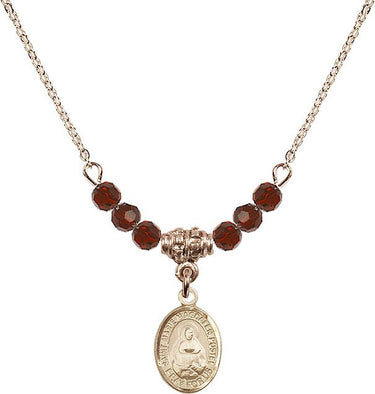 Saint Marie Magdalen Postel Birthstone Necklace | 1/2 inch