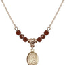 Saint Athanasius Birthstone Necklace | 1/2 inch | 4mm Beads  Garnet 14kt Gold Filled
