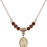 Saint Bede the Venerable Birthstone Necklace | 1/2 inch | 4mm Beads  Garnet 14kt Gold Filled