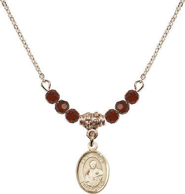 Saint Pius X Birthstone Necklace | 1/2 inch | 4mm Beads