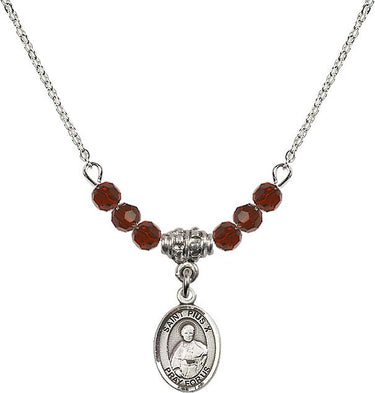 Saint Pius X Birthstone Necklace | 1/2 inch | 4mm Beads
