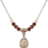 Saint Meinrad of Einsiedeln Birthstone Necklace | 1/2 inch | 4mm Beads  Garnet 14kt Gold Filled