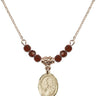 Saint Finnian of Clonard Birthstone Necklace | 1/2 inch | 4mm Beads  Garnet 14kt Gold Filled