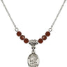 Saint Rosalia Birthstone Necklace | 1/2 inch | 4mm Beads  Garnet Sterling Silver