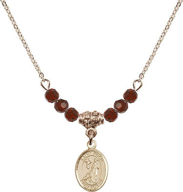 Saint Roch Birthstone Necklace | 1/2 inch | 4mm Beads