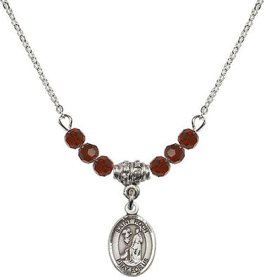 Saint Roch Birthstone Necklace | 1/2 inch | 4mm Beads