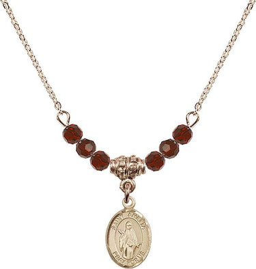 Saint Amelia Birthstone Necklace | 1/2 inch | 4mm Beads