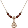 Saint Luigi Orione Birthstone Necklace | 1/2 inch | 4mm Beads  Garnet 14kt Gold Filled