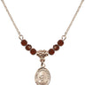 Saint Arnold Janssen Birthstone Necklace | 1/2 inch | 4mm Beads  Garnet 14kt Gold Filled