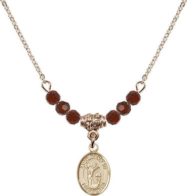 Saint Kenneth Birthstone Necklace | 1/2 inch | 4mm Beads