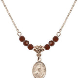 Saint Edmund Campion Birthstone Necklace | 1/2 inch | 4mm Beads  Garnet 14kt Gold Filled