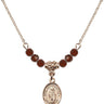 Saint Thomas A Becket Birthstone Necklace | 1/2 inch | 4mm Beads  Garnet 14kt Gold Filled