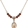 Virgin of the Globe Birthstone Necklace | 1/2 inch | 4mm Beads  Garnet 14kt Gold Filled