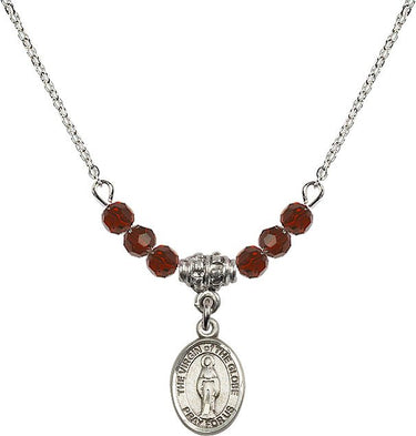Virgin of the Globe Birthstone Necklace | 1/2 inch | 4mm Beads