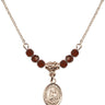 Saint Adrian of Nicomedia Birthstone Necklace | 1/2 inch | 4mm Beads  Garnet 14kt Gold Filled