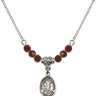 Saint Catherine of Bologna Birthstone Necklace | 1/2 inch | 4mm Beads  Garnet Sterling Silver