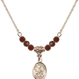 Saint Eustachius Birthstone Necklace | 1/2 inch | 4mm Beads  Garnet 14kt Gold Filled