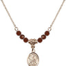 Saint Eustachius Birthstone Necklace | 1/2 inch | 4mm Beads  Garnet 14kt Gold Filled