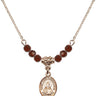 Saint John Chrysostom Birthstone Necklace | 1/2 inch | 4mm Beads  Garnet 14kt Gold Filled