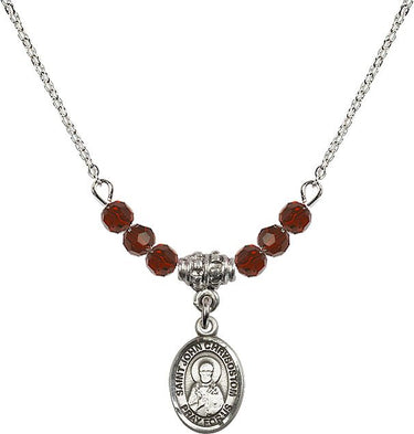 Collar con la piedra natal de San Juan Crisóstomo | 1/2 pulgada | Cuentas de 4 mm