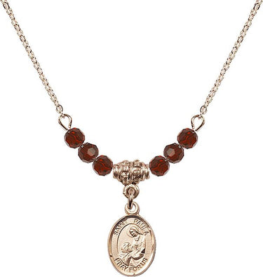 Collar con piedra natal de Santa Paula | 1.27 cm | Cuentas de 4 mm