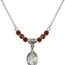 Saint Paula Birthstone Necklace | 1/2 inch | 4mm Beads  Garnet Sterling Silver
