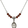 Saint Josephine Bakhita Birthstone Necklace | 1/2 inch | 4mm Beads  Garnet Sterling Silver