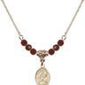 Saint Edwin Birthstone Necklace | 1/2 inch | 4mm Beads  Garnet 14kt Gold Filled