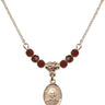 Saint Josemaria Escriva Birthstone Necklace | 1/2 inch | 4mm Beads  Garnet 14kt Gold Filled