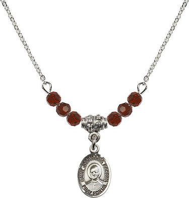 Collar de San Josemaría Escrivá con piedra de nacimiento | 1/2 pulgada | Cuentas de 4 mm
