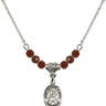 Saint Frances of Rome Birthstone Necklace | 1/2 inch | 4mm Beads  Garnet Sterling Silver
