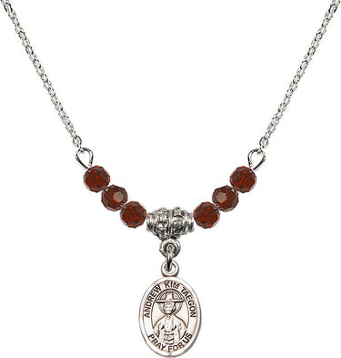 St. Andrew Kim Taegon Birthstone Necklace | 1/2 inch | 4mm Beads
