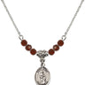 Saint Anne Birthstone Necklace | 1/2 inch | 4mm Beads  Garnet Sterling Silver