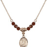 Saint Rocco Birthstone Necklace | 1/2 inch | 4mm Beads  Garnet 14kt Gold Filled