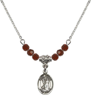 St. Rocco Birthstone Necklace | 1/2 inch | 4mm Beads