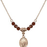 Saint Aidan of Lindesfarne Birthstone Necklace | 1/2 inch | 4mm Beads  Garnet 14kt Gold Filled