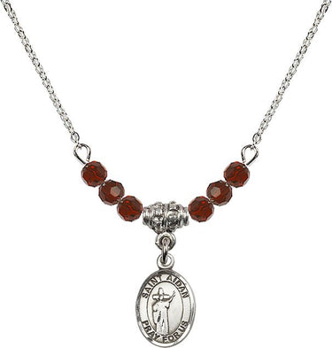 Saint Aidan of Lindesfarne Birthstone Necklace | 1/2 inch