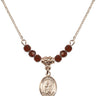 Saint Drogo Birthstone Necklace | 1/2 inch | 4mm Beads  Garnet 14kt Gold Filled