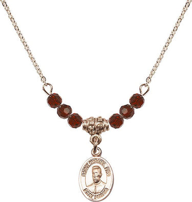 Blessed Miguel Pro Birthstone Necklace | 1/2 inch | 4mm Beads