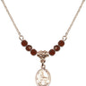 Blessed Emilee Doultremont Birthstone Necklace | 1/2 inch | 4mm Beads  Garnet 14kt Gold Filled