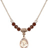 Saint Peter Canisius Birthstone Necklace | 1/2 inch | 4mm Beads  Garnet 14kt Gold Filled