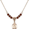 Saint Daria Birthstone Necklace | 1/2 inch | 4mm Beads  Garnet 14kt Gold Filled