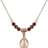 Saint Nathanael Birthstone Necklace | 1/2 inch | 4mm Beads  Garnet 14kt Gold Filled